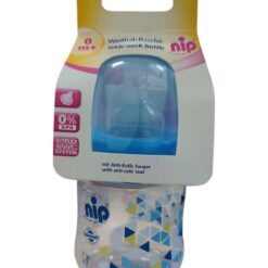 NIP Biberon Large Col Anti-Colique 150ml bleu 0 M+