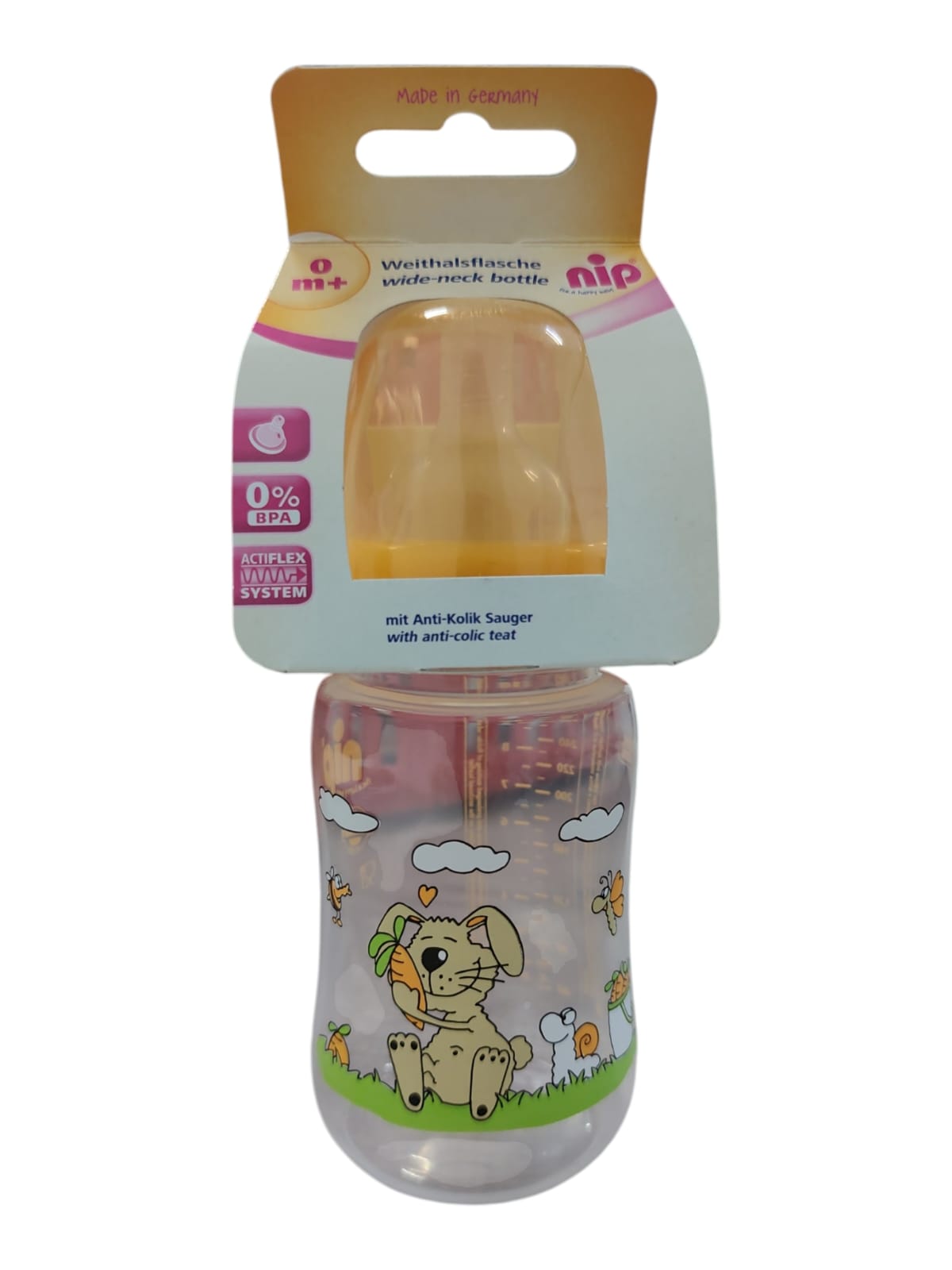 NIP biberon anti-colique 260ml lapin 0M+