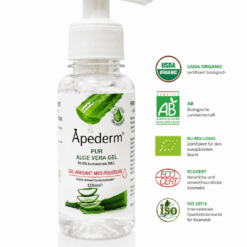 Apederm® Gel Apaisant Anti-Rougeurs à l'Aloe Vera Bio 99,9% – Visage, Corps & Cheveux – 125 ml