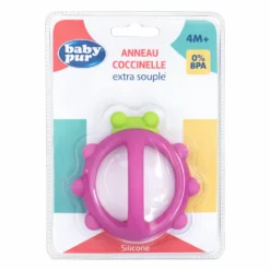 BABY PUR - ANNEAU DE DENTITION COCCINELLE ROSE +4MOIS