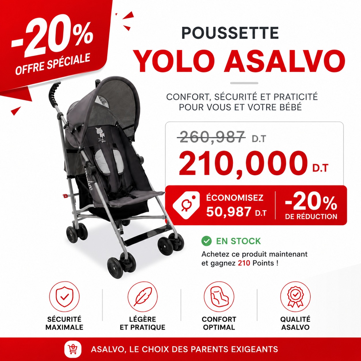 poussette Yolo Asalvo promo Tunisiepara version mobile