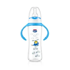 Baby Pur Biberon en Plastique Caree Avec Anse 250 ml BLEU Ref 72016