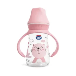 Baby Pur Biberon en Plastique Avec Anses 125 ml ROSE Ref 72042