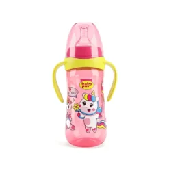 Baby Pur Biberon en Plastique Large Avec Anse 330 ml ROSE Ref 76302