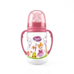 Baby Pur Biberon Large en Plastique Avec Anse 250 ml ROSE Ref 9031