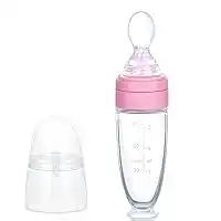 BABY PUR DISTRIBUTEUR D'ALIMENTS AVEC CUILLERE EN SILICONE ROSE 4M+ REF 71809