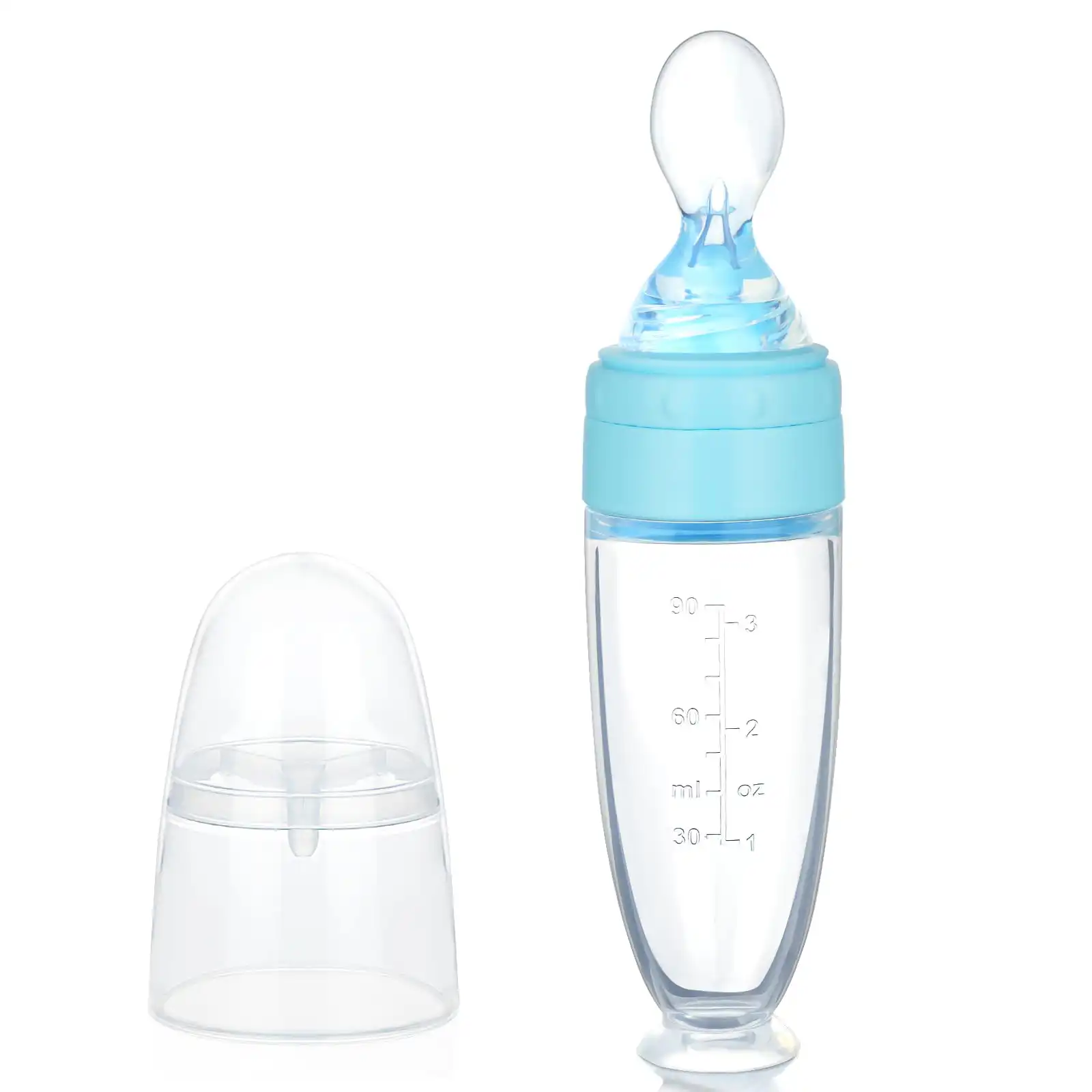 BABY PUR DISTRIBUTEUR D'ALIMENTS AVEC CUILLERE EN SILICONE BLEU 4M+ REF 71809