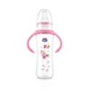 Baby Pur Biberon en Plastique Caree Avec Anse 250 ml ROSE Ref 72016