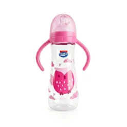 Baby Pur Biberon en Plastique Rocket Avec Anse 250 ml ROSE Ref 72039