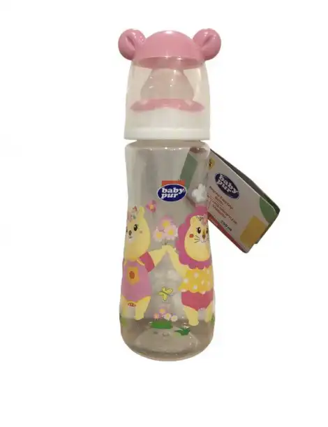 Baby Pur Biberon en Polypropylene col standard Funny rose 250 ml Ref 72003
