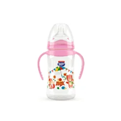 Baby Pur Biberon Large PP avec Anses 250ml ROSE REF 72006