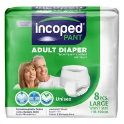 Incoped Couches Adultes Culotte Unisexe large 8 Pièces